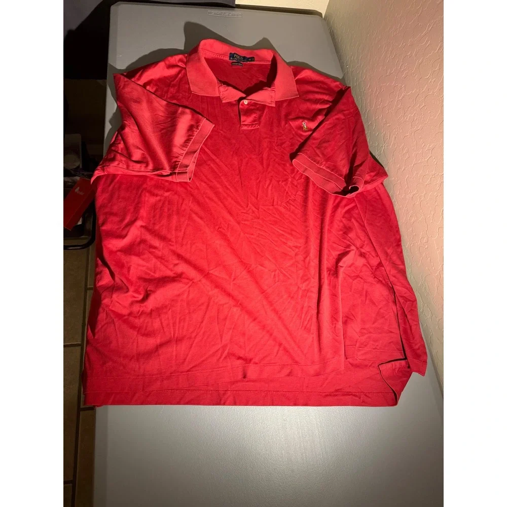 Polo Ralph Lauren Mens 4XLT Red Pima Soft Touch Cotton Short Sleeve Polo Shirt